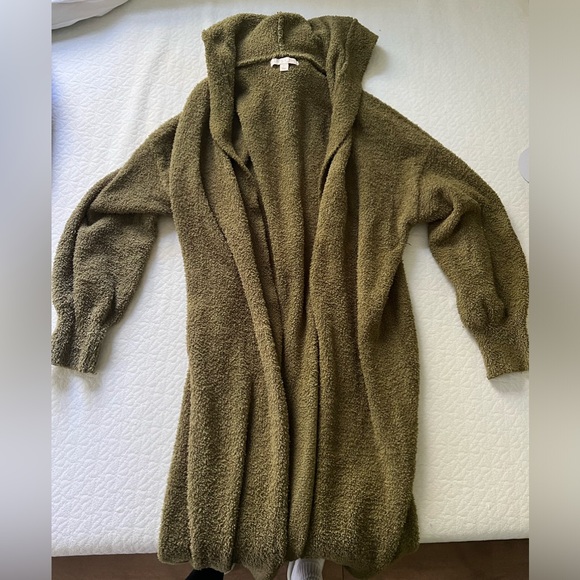 Teddy/fuzzy, long green sweater with hood from Culpo x INC - Picture 1 of 2